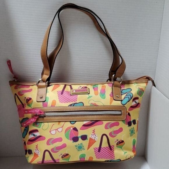 Lily Bloom Bag Summer Beach Flip Flops Balls Tote Shoulder Handbag Purse Women's - Picture 14 of 15